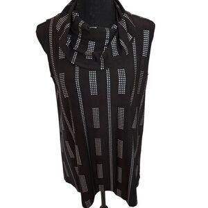 Artex Fashions Womens Abstract Sleeveless Pullover Blouse Black White Medium